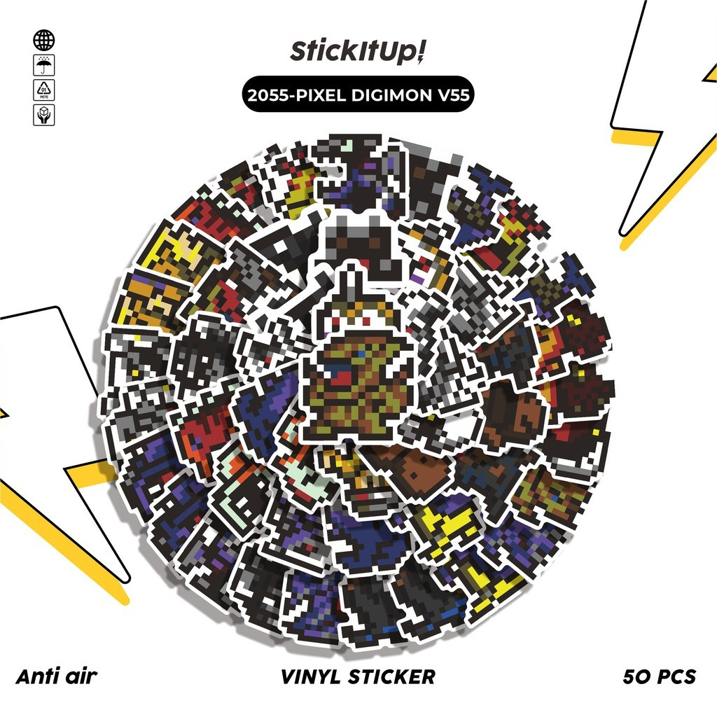 

COD✨ 50 Pcs Stiker PIXEL DIGIMON V55 Lucu Anti Air Untuk Dekorasi Notebook Sepeda Skateboard Handphone DIY