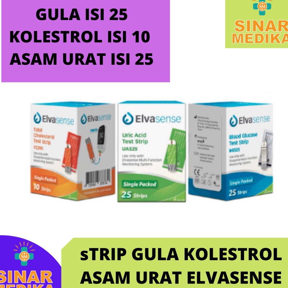 Kirim Tercepat  STRIP GULA KOLESTEROL ASAM URAT ELVASENSE EMS1  Refill Isi Ulang Stik GDS Kolestrol 