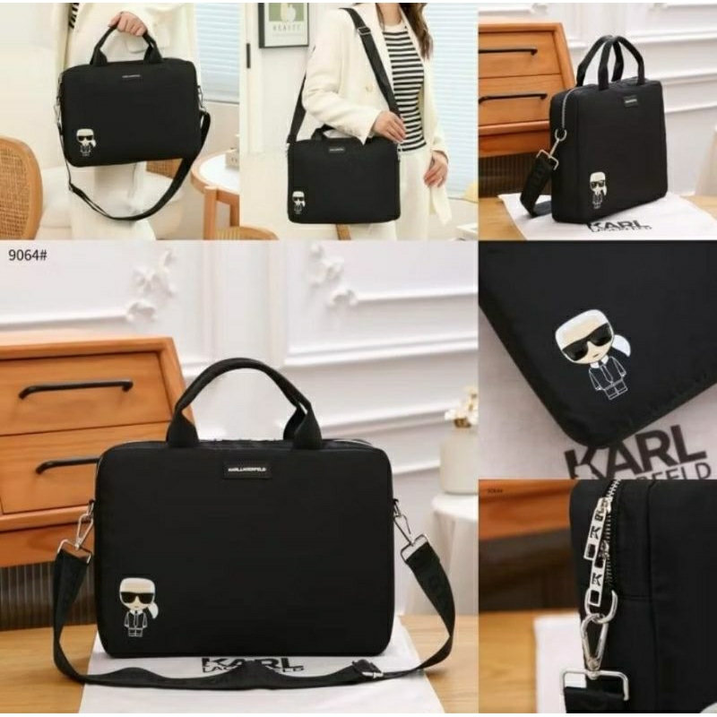 KL 9064 TAS KANTOR LAPTOP/DOKUMEN KARL LAGERFELD DENGAN RITSLETING TALI PANJANG