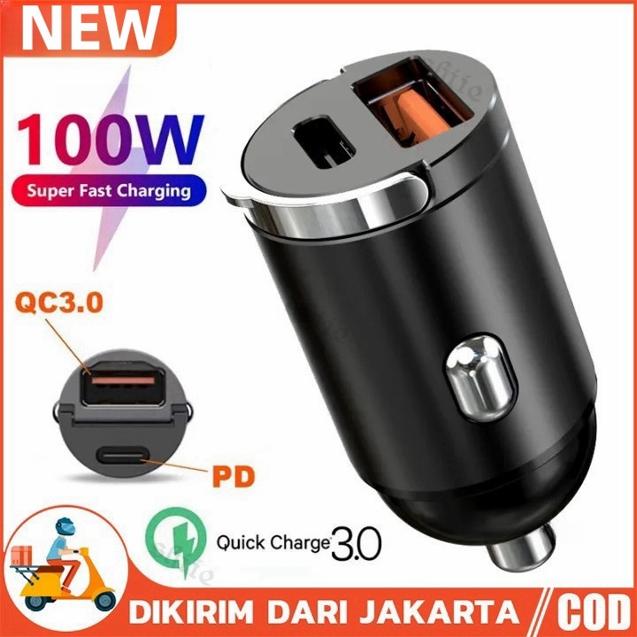 100W Casan Mobil Super Cepat Pengisi Daya Cepat Charger Usb Cepat Adaptor Charger Mobil Adaptor Peng