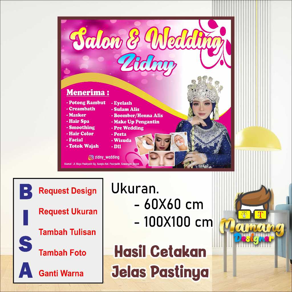 Cetak Spanduk Banner Salon Design Cantik Warna Pink bb