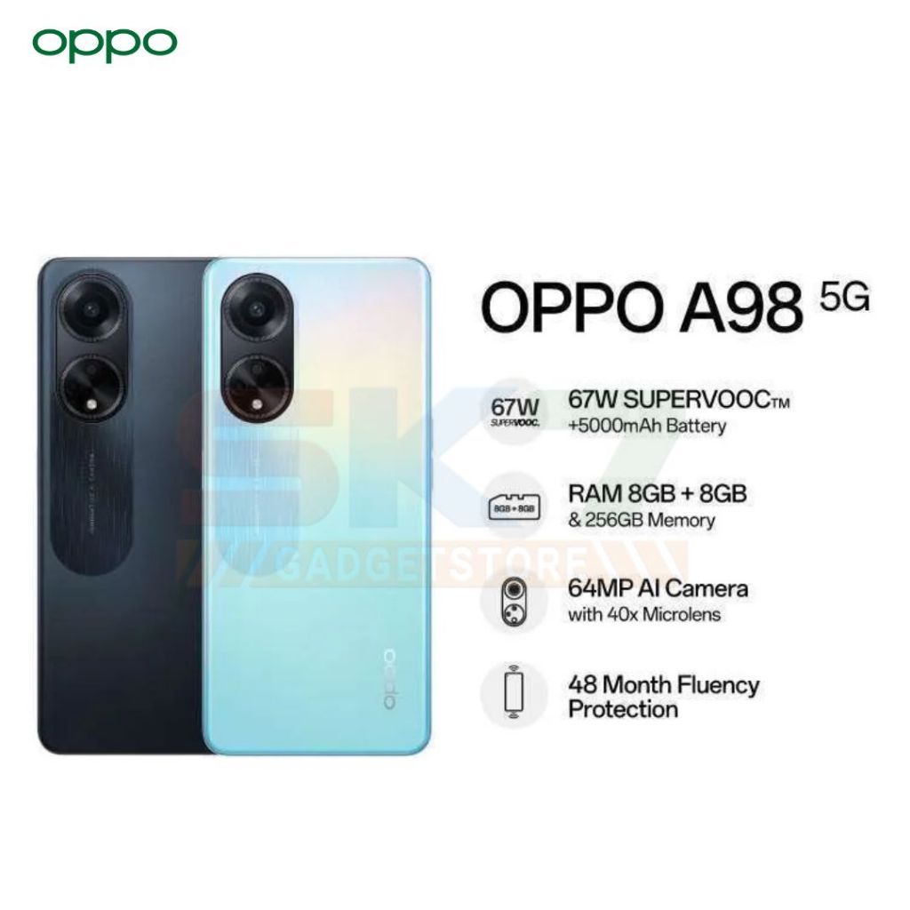 HP OPPO A98 5G NFC RAM 8GB ROM 256GB NEW ORIGINAL GARANSI SUDAH BERJALAN