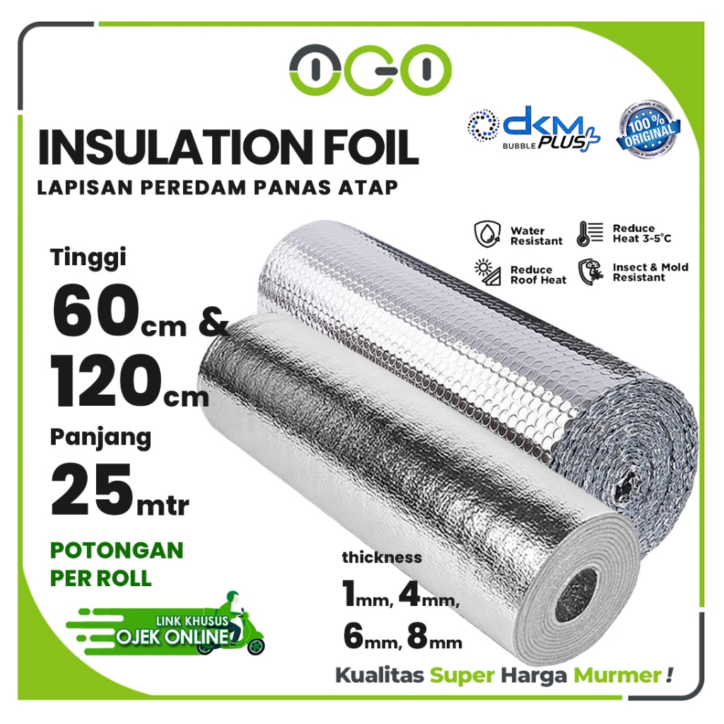 Bubble Alumunium Metalizing Foil Roll DKM / Insulation PE Foam Foil Peredam Panas Atap Rumah [OJOL]