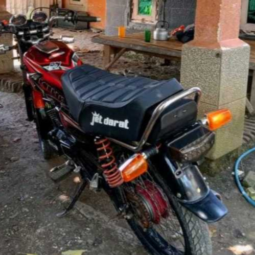 Jok yamaha rx king siku standar jet darat motif tahu busa biru