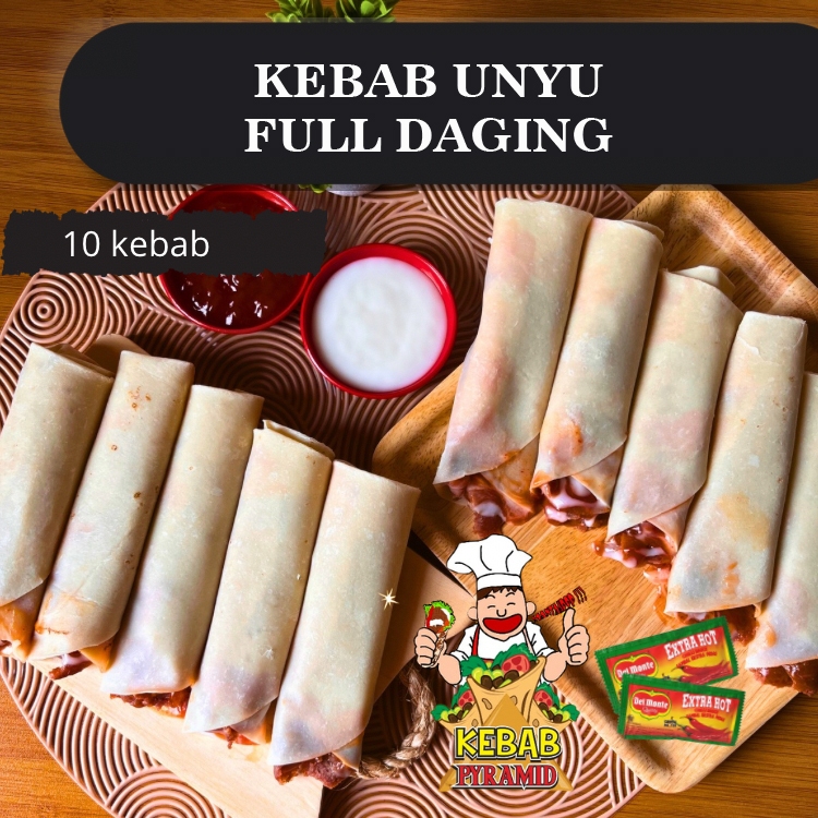 

10 Kebab Pyramid Unyu2 Full Daging Sapi Tanpa Sayur Isi 10 pcs Makanan Frozen Food Camilan Instan (Kebab Mini)