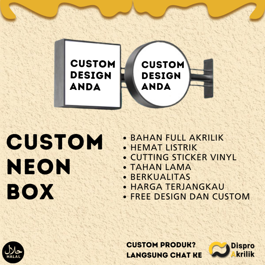 Custom Neon Box Indoor dan Outdoor / Neon Box Custom Murah / Neon Box Kotak untuk Usaha berbagai uku