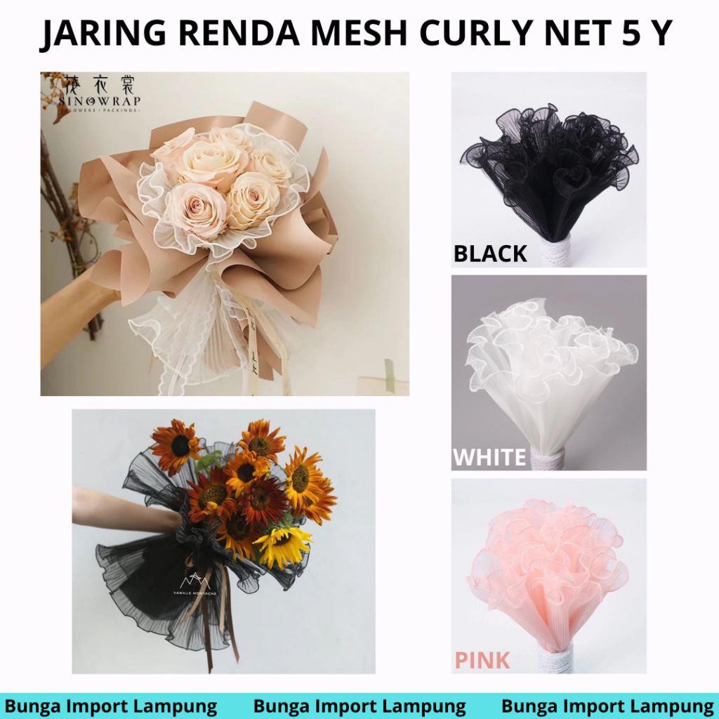 

Flower Wrapping Jaring Mesh Curly Nets 28cm x 3,2 meter mesh renda bouqet