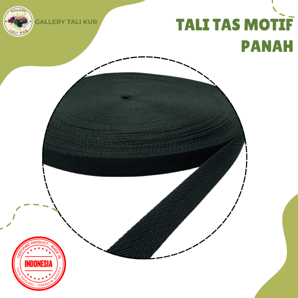 Webbing Tali Tas Motif Panah Hitam 2,5 cm x 50 Meter | Webbing Bisban Panah Prophiline Roll