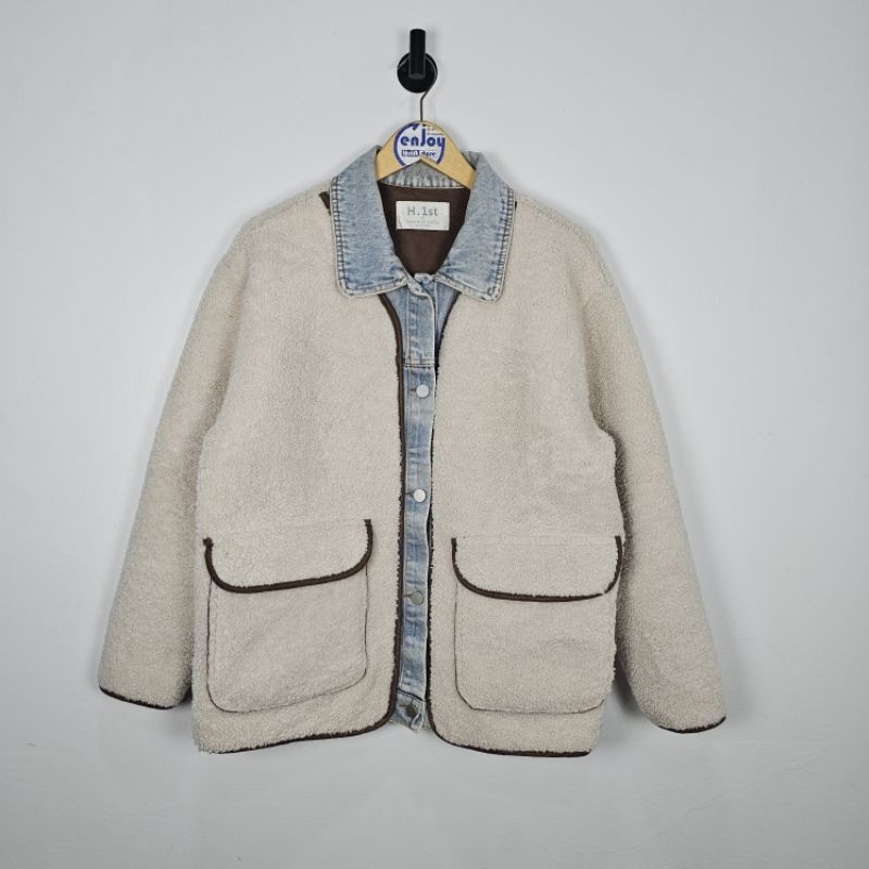 jeans jacket sherpa H1st casual winter musim dingin fashion pria wanita second preloved