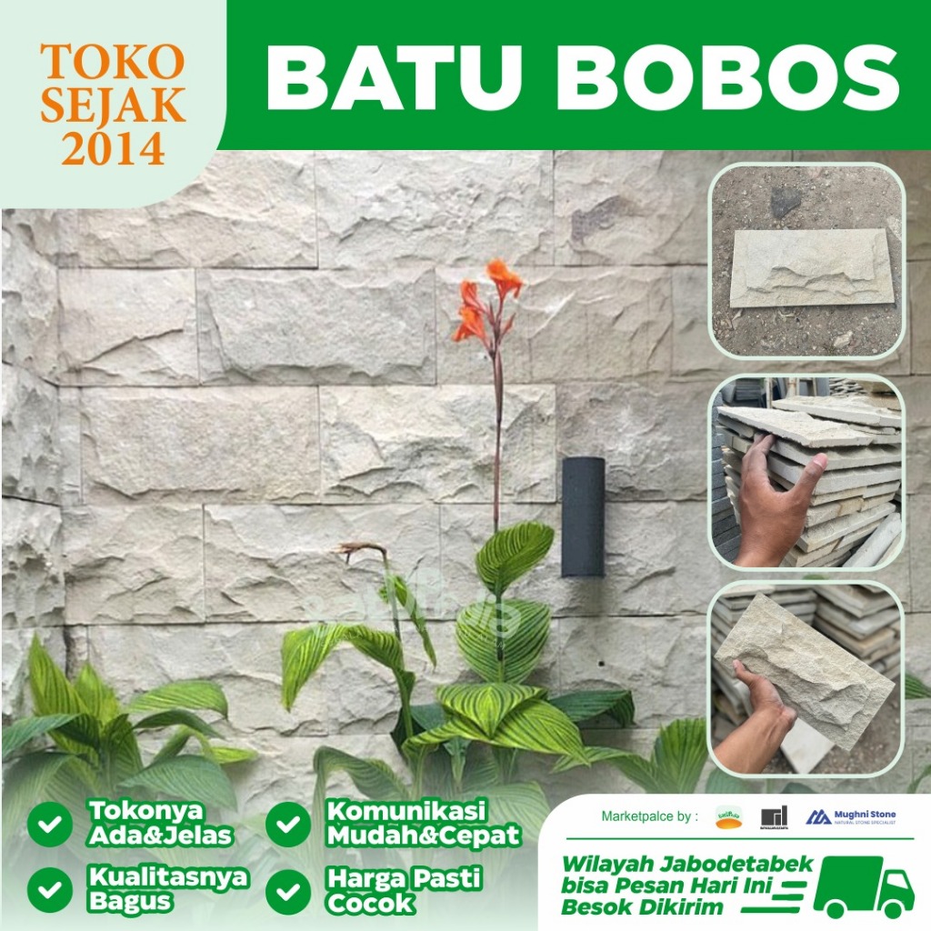 Batu Alam White Palimo Bobos RTA Untuk DInding Tekstur Alami