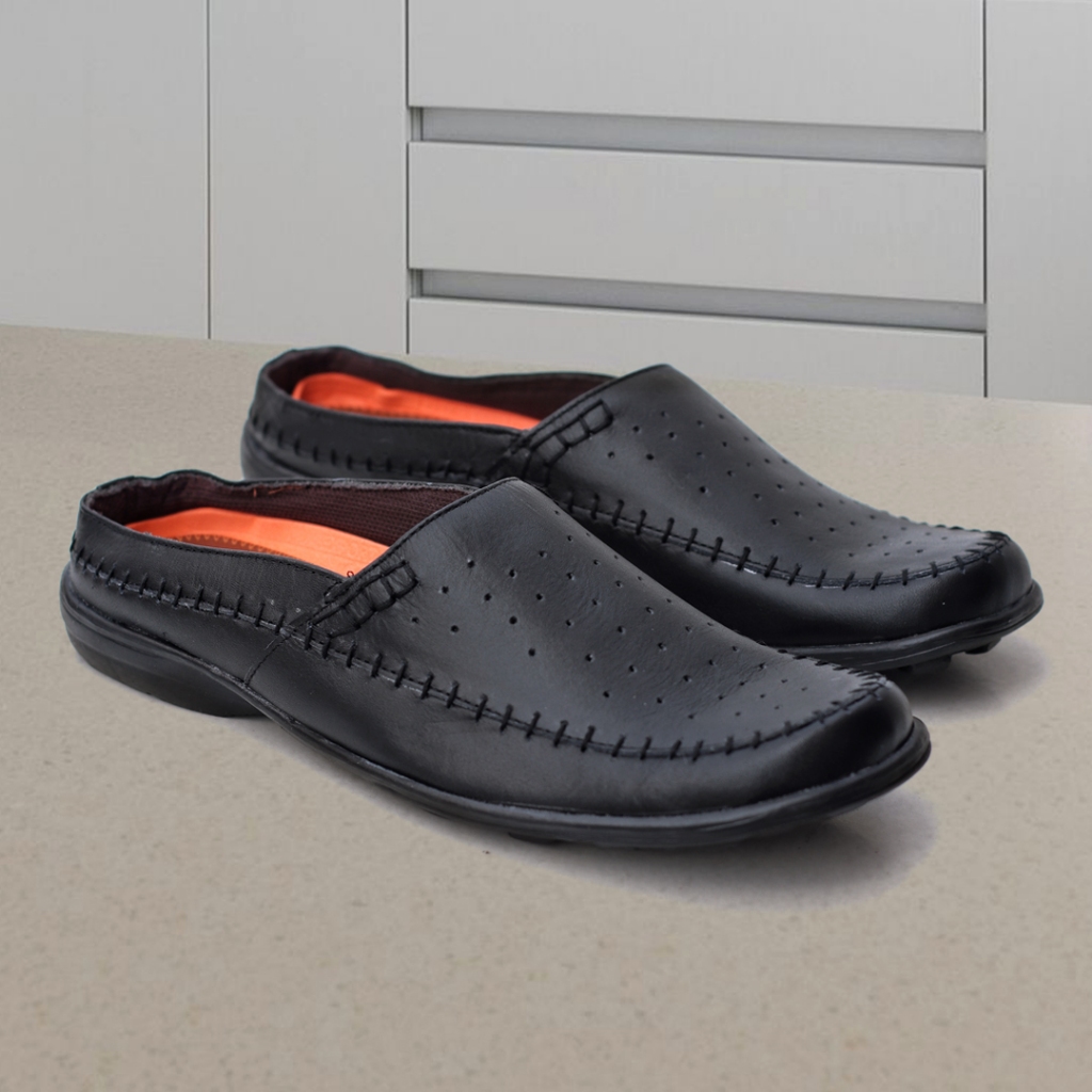 Sepatu Sendal Sandal Slide Pria Sendal Slop Selop Kulit Pria Sendal Kulit Cowok Ori Terbaru JYLO