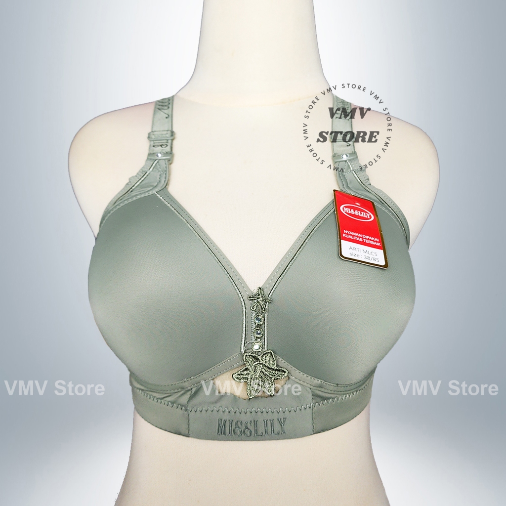 Bh Jumbo Misslily ML C5 Cup C Bra Tanpa Kawat Kait 3 Mini Lace Cantik