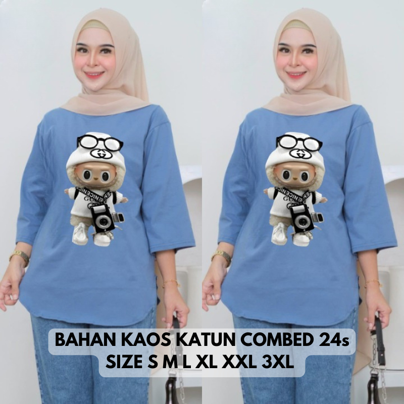 Blouse Oversize Wanita Labu Top BO Bahan Kaos Katun Combed 24s Aplikasi Sablon Size S M L XL XXL 3XL