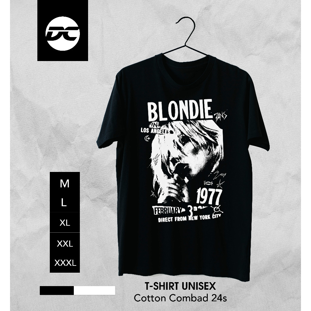 KAOS BLONDIE / KAOS BAND BLONDIE / BAJU MUSIC ROCK LAGEND / KAOS PRIA WANITA COTTON COMBAD 24S
