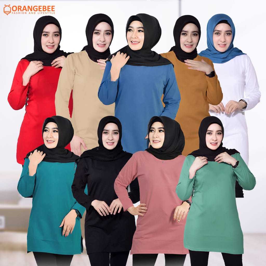 Tunik kaos Polos - Tunik Polos - Atasan Tunik - Tunik kekinian - Tunik Orangebee