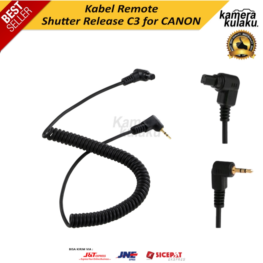 Kabel Konektor Remote Shutter Kamera 2.5mm C3 Untuk Canon  5D, 6D, 7D, 7D Mark II, OS R3, EOS R5, EO