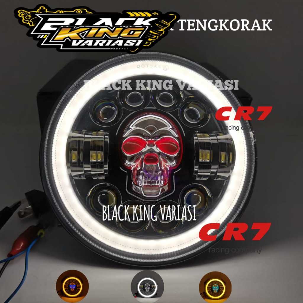 Lampu Tembak Tengkorak 7 Inch LED Bulat Lampu Tembak Tengkorak 40 Watt CR7 Lampu Tengkorak 12 Led