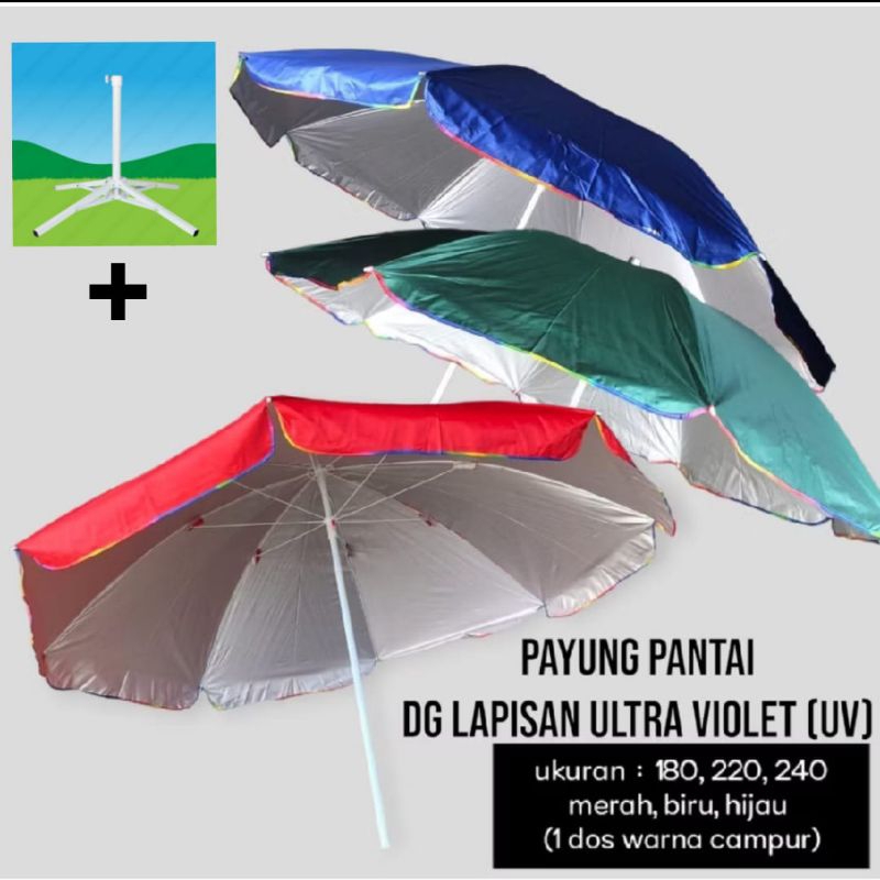 FOURPOD + PAYUNG POLOS UV 300CM /Payung Pantai/ Payung Cafe / Payung Tenda Payung Jualan