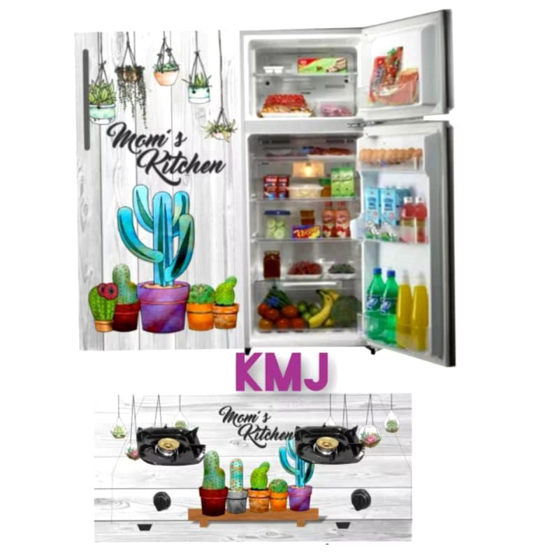wallpaper stiker kulkas 1 pintu dan kompor 2 tungku