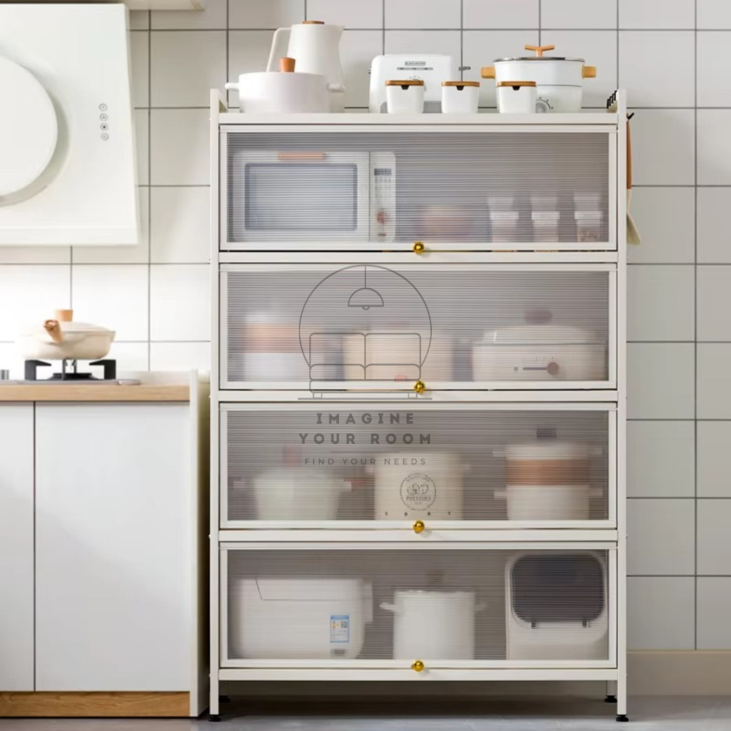 Lemari Dapur Serbaguna Lemari Penyimpanan Rak Piring Tertutup Rak Dapur Rak Susun Serbaguna Lemari P