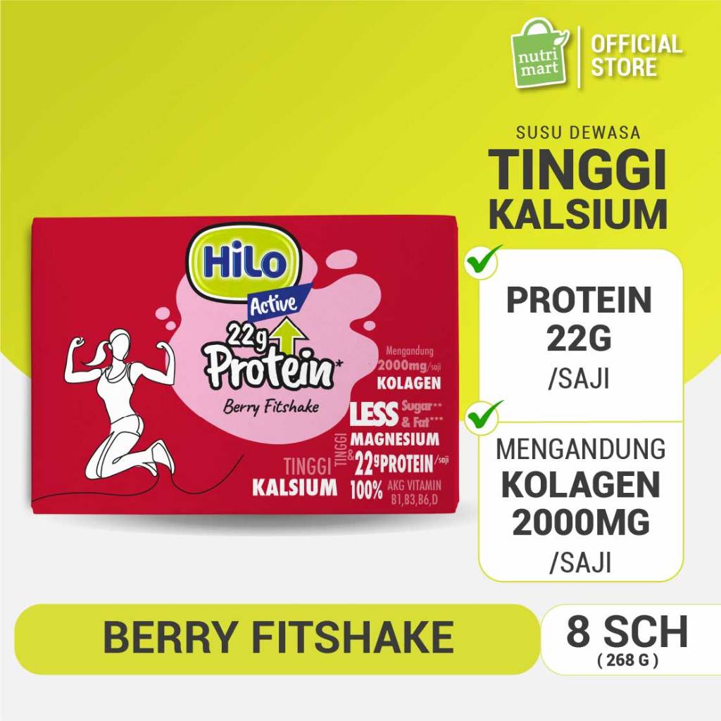 

HiLo Active 22g Protein Berry Fitshake 8 Sch – Susu Tinggi Whey Protein Kolagen Kalsium