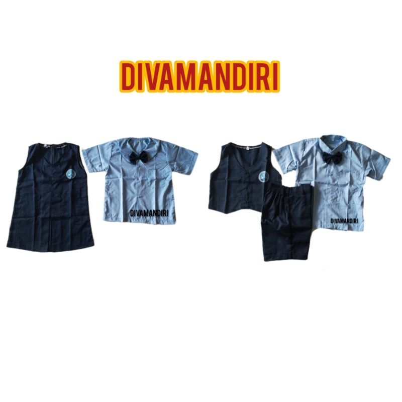 Seragam Dharma Wanita Rompi Navy Biru Muda Pendek | Seragam Rompi Dharma Wanita Pendek