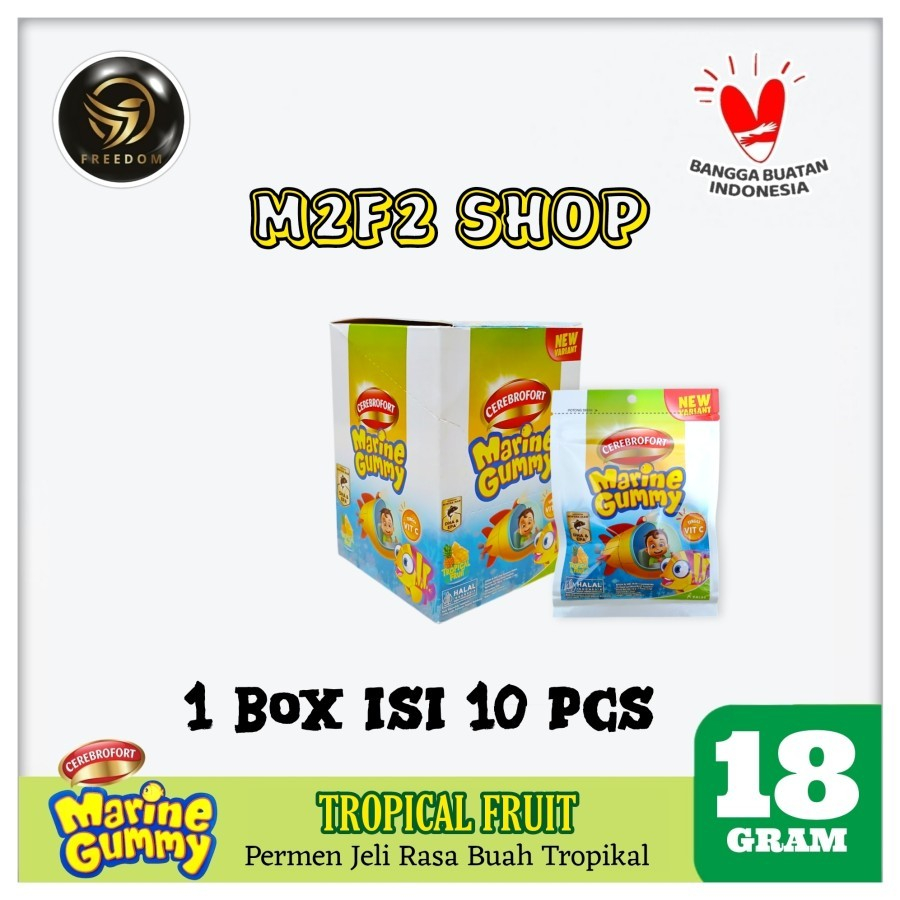 

Cerebrofort Marine Gummy Tropical Fruit Flavour | Buah Tropis Sachet - 18 gr (Kemasan 1 Box)