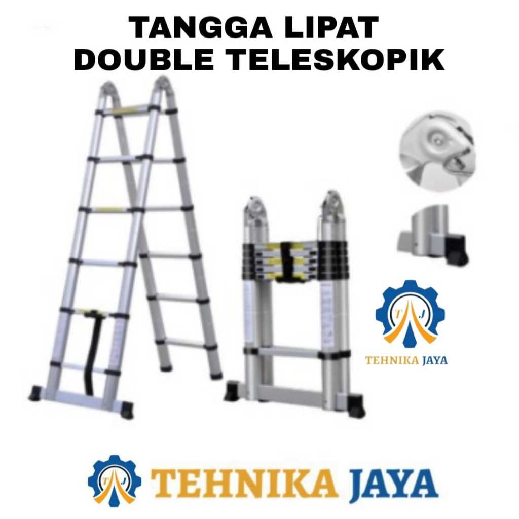 Tangga Lipat Aluminium Teleskopik Double Telescopic