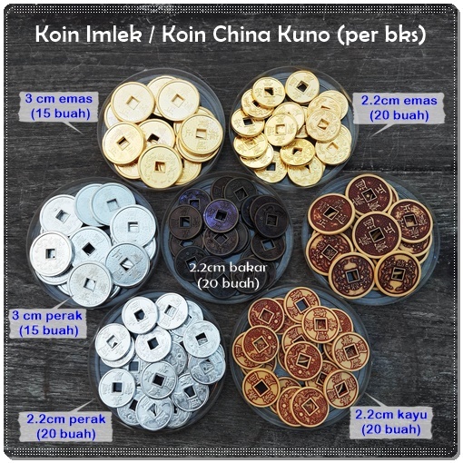 IMLK-22 : Hiasan Koin Imlek / Koin China Cina Plastik Emas Perak untuk hiasan Aksesoris Hampers Parc