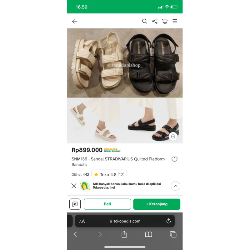 preloved sandal stradivarius size 39