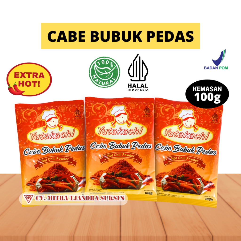 

Cabe Bubuk Pedas 100 Gram Yutakachi / Hot Chili Powder / Bubuk Cabai Kering / Rempah Alami