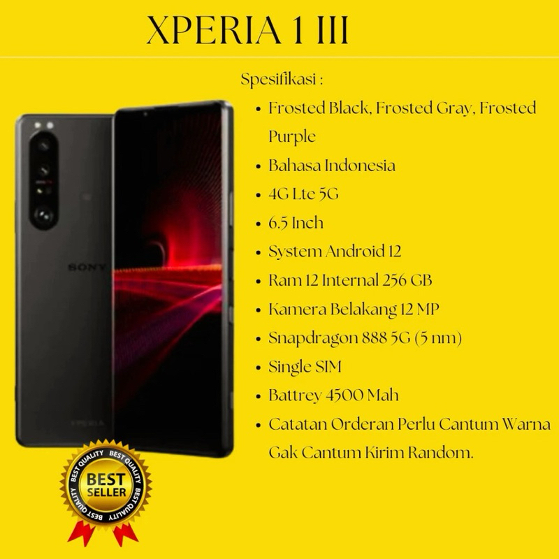 SONY XPERIA 1 iii 5G 12-256GB GENERASI KE 3 SECOND ORIGNAL SPEC A101SO.