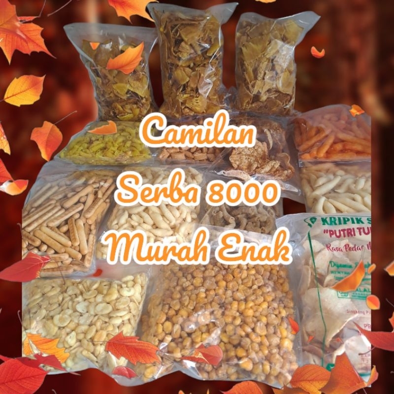 

Camilan keripik & snack banyak varian serba Rp 8000 , segera serbu