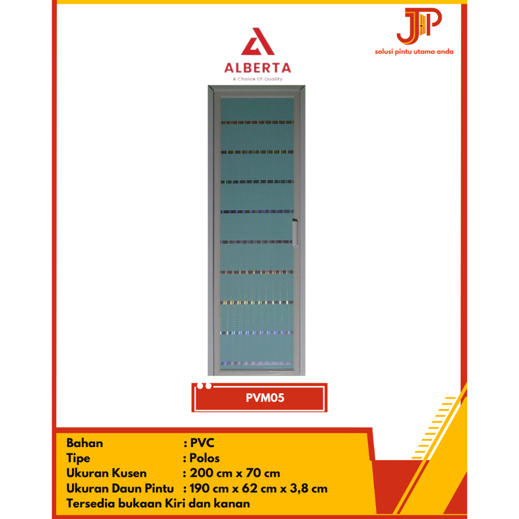 Pintu KAMAR MANDI AESTHETIC PVC ALBERTA Minimalis Tanpa Kaca- PVM05