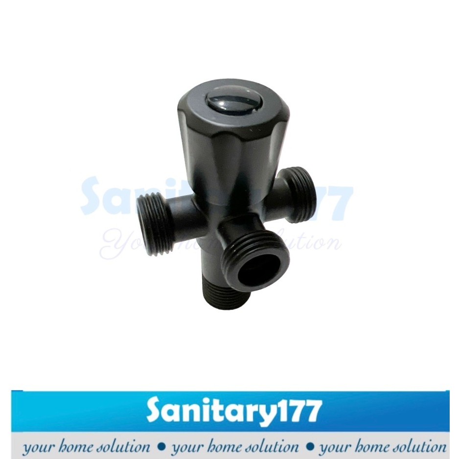 Stop kran cabang 3 HITAM sus304- angle valve kran shower kloset black