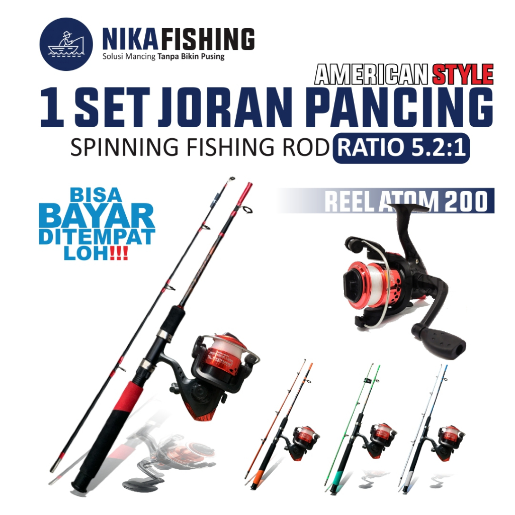 Set Joran Pancing Spinning DAIDO SHIKARI 16kg Model Full Busa Lengkap