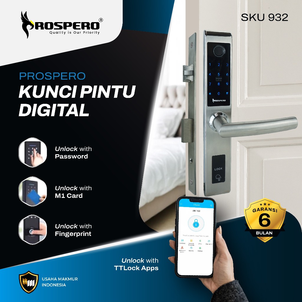 PROSPERO kunci pintu digital Smart Finger Unlock PIN Unlock RFID Card Unlock PROSPERO  | 932