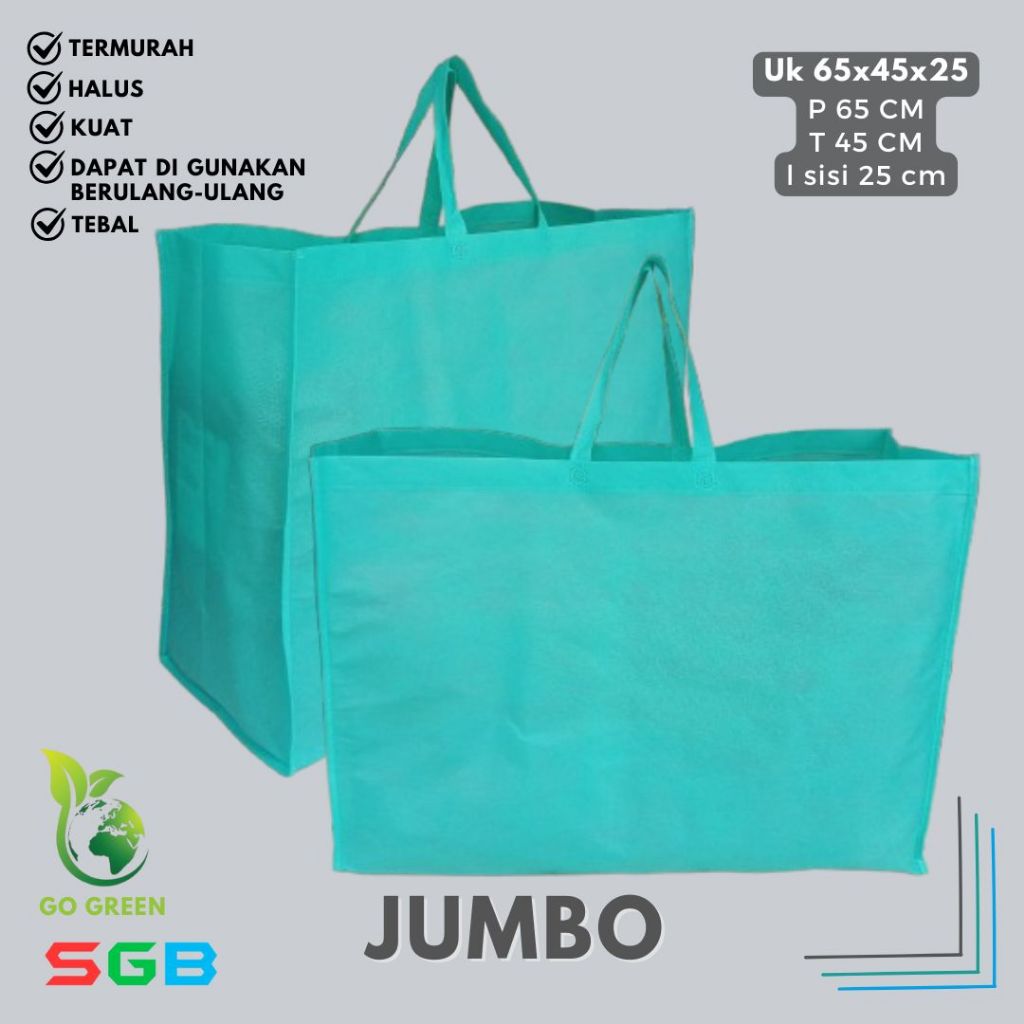 

1 PCS Tas Spunbond Handle Box JAHIT Model Landscape JUMBO uk 65x45x25 / Goodie Bag / Tas kain POLOS