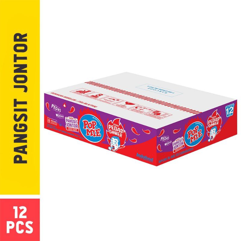 

Pop mie pedes pangsit jontor 1 dus isi 12 pcs