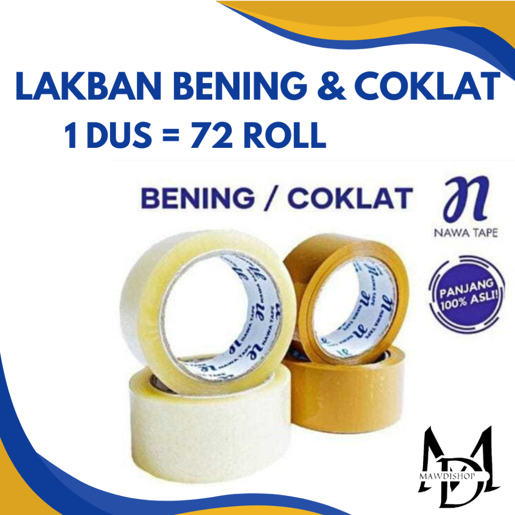 

LAKBAN ( 1 DUS ) CLEAR BENING (PUTIH), LAKBAN BENING & COKLAT LENGKET KUALITAS TERBAIK MURAH 100 YARD X 45MM