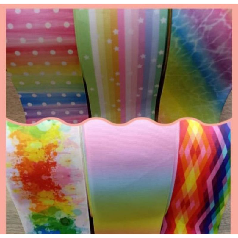 

1 YARD ( 90 CM) - PITA MOTIF PELANGI/PITA SEMBUR PELANGI/PITA GROSGRAIN/PITA ANAK