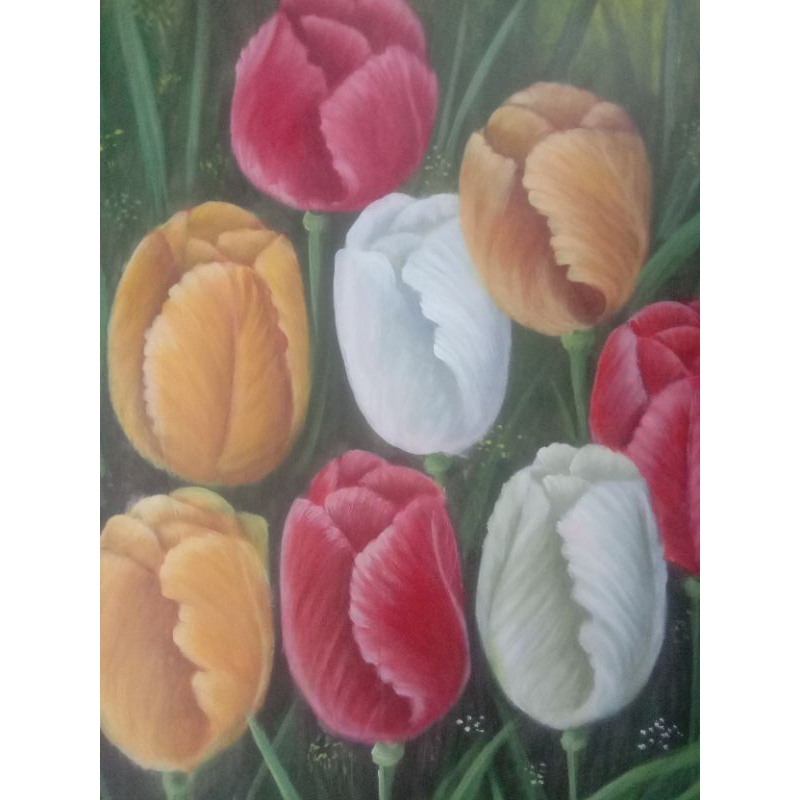 lukisan bunga tulip