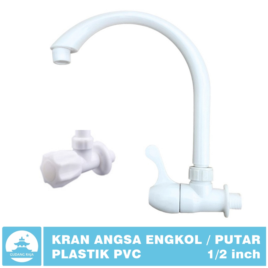 Kran Angsa Wastafel Cuci Piring 1/2 inch Plastik PVC Keran Angsa Tembok Fleksibel Leher Panjang Sink