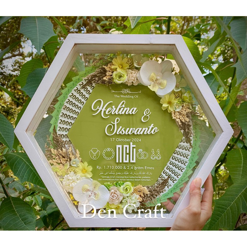 CUSTOM MAHAR PERNIKAHAN MEWAH | BINGKAI MAHAR PERNIKAHAN HEXAGON | MAHAR PERNIKAHAN AKRILIK