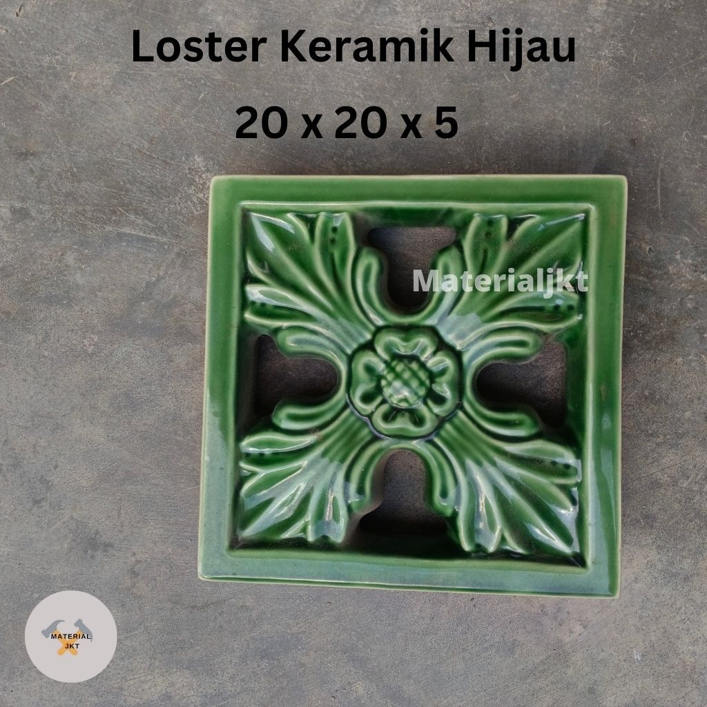 Loster Keramik Ijo Hijau Roster Bunga Daon DaunLubang angin Jalusi Ventilasi Murah Anti Lumut