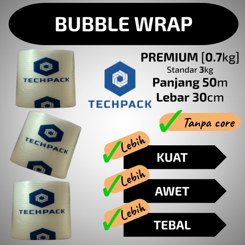 

HJ6 Plastik Bubble Wrap Roll Bening Putih 3 cm x 5 m Premium Tebal 3cm x 5m TECACK Bable Bubblewrap Buble