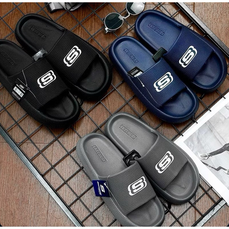 SANDAL SLIDE PRIA SKECHERS LOGO ULTRA COMFORT ORIGINAL SENDAL SELOP SKECHERS
