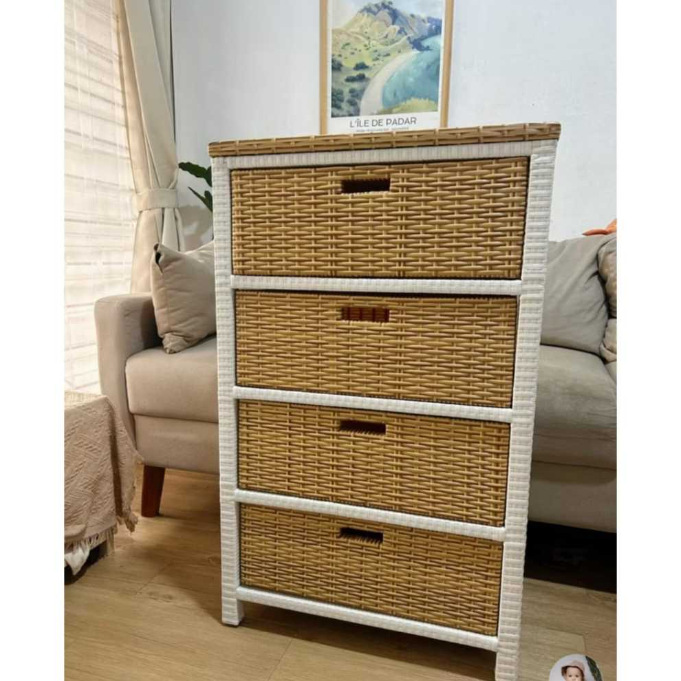 Lemari Laci Susun 4 Rotan Sintetis