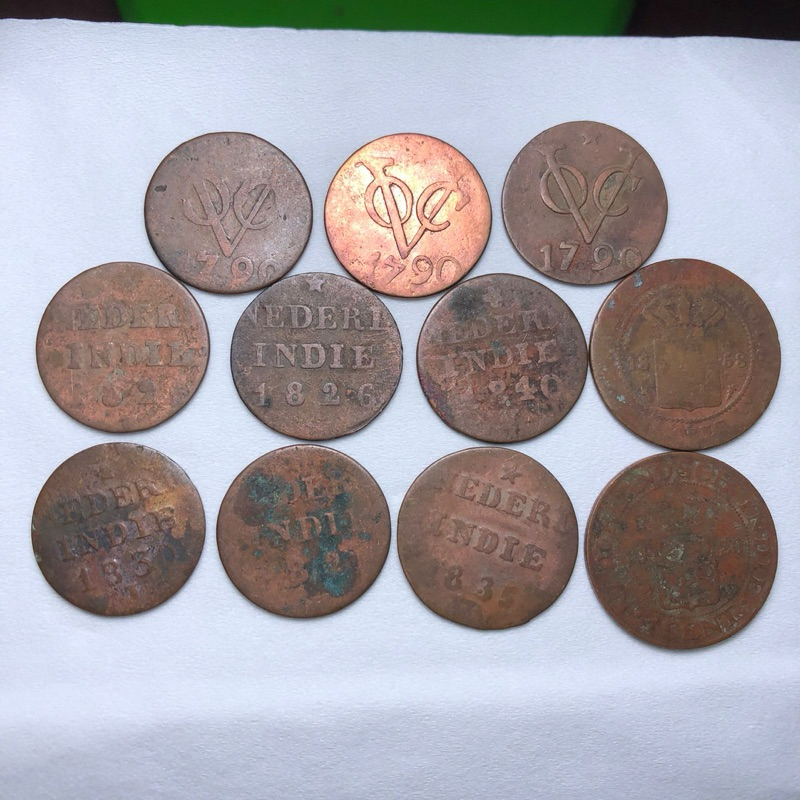 Koin Asli VOC dan Nederland Indie Borongan 11pcs Lot 2