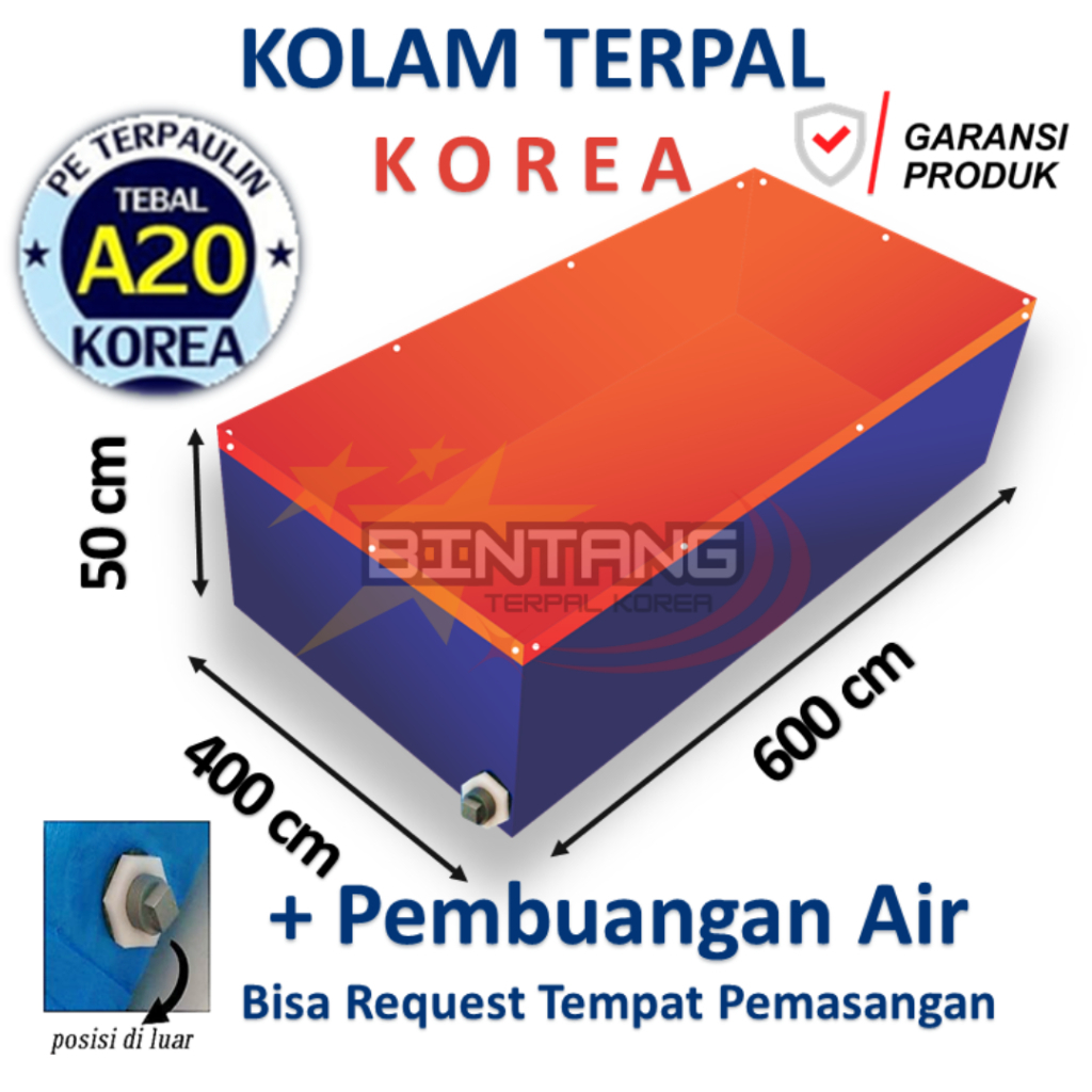 Terpal Kolam Terpal Ikan Kotak 6x4x50 - 4x6x05 - 400x600x50 - 600x400x50 Untuk Budidaya Ikan